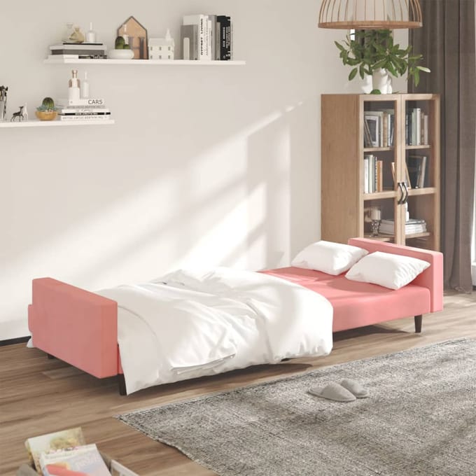 vidaXL - Slaapbank - 2-zits - fluweel - roze