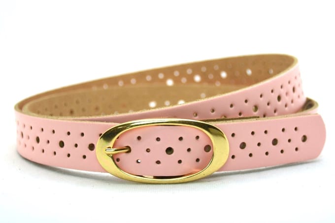 Geperforeerde Gaatjes riem pastel roze