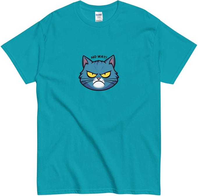 Sarcastisch Katten T-shirt - No Way! - Boze Kat Print - Dames & Heren - Blauw - M