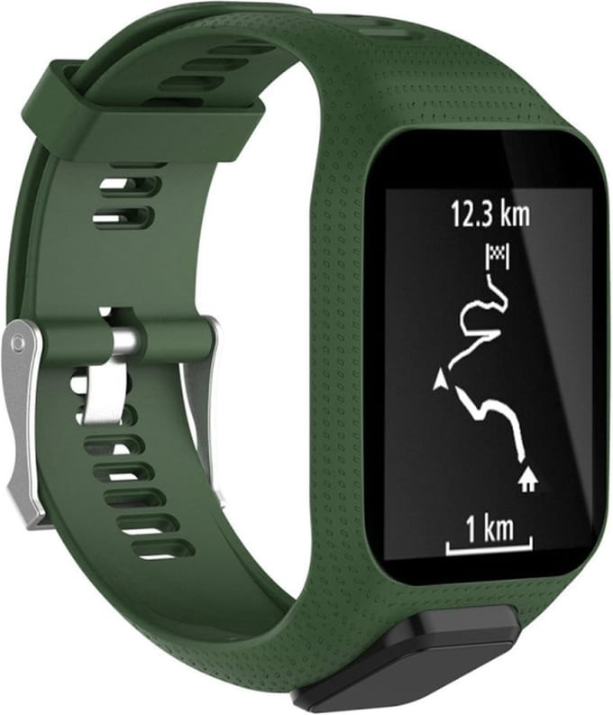 Siliconen bandje - geschikt voor TomTom Runner 2 / Runner 3 / Spark 2 / Spark 3 - legergroen