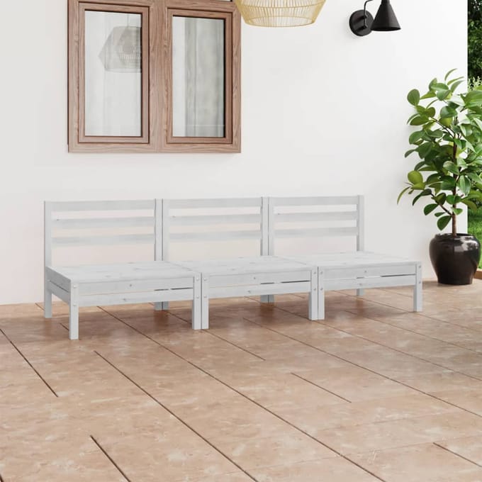 vidaXL - 3-delige - Loungeset - massief - grenenhout - wit