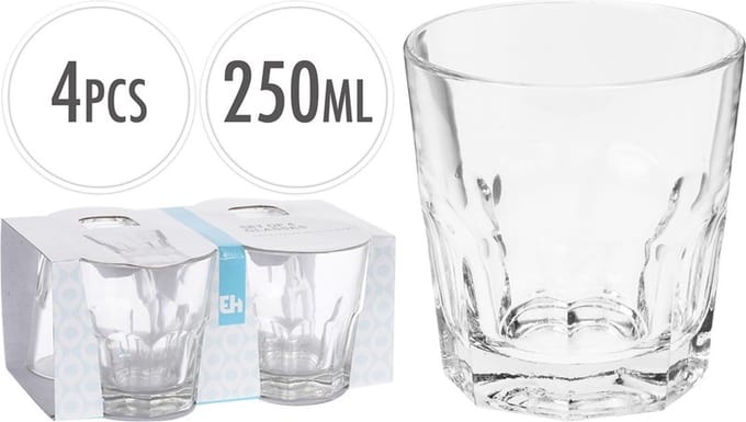 Excellent Houseware Drinkglazenset Water & Frisdrank 250 ml 4 stuks