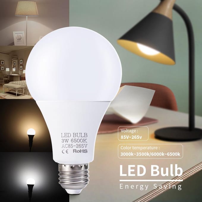 3W Lampadine LED E27 Lampadine Risparmio energiek Luce bianca 6000-6500K White
