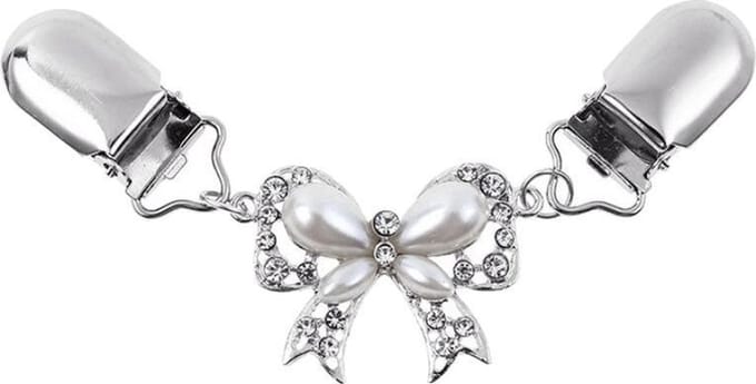 Fako Bijoux® - Vestsluiting - Vestclip - Sjaalspeld - Vestklem - Strik - Wit