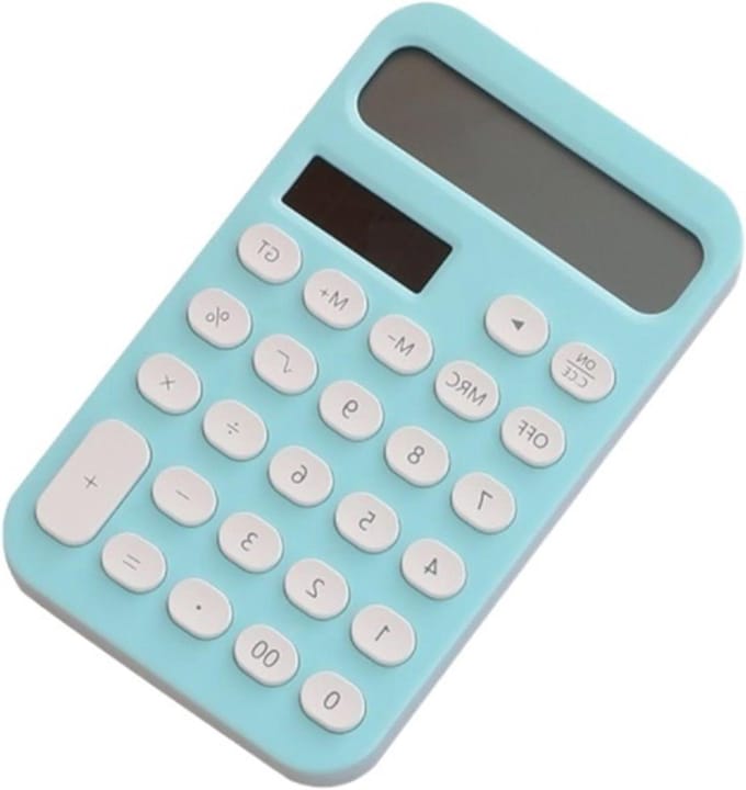 Rekenmachine Bureau - Calculator Basiskalkulator - Dagelijkse Berekeningen - 12-cijferig Display - Standaard Formaat - Blauw