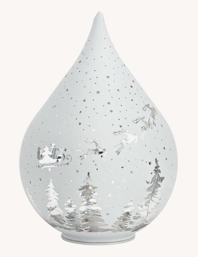 Kerstfiguur druppelvormig met LED gemaakt van glas, wit (B/H/D) 14x20x14cm