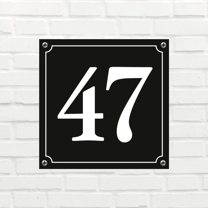 Huisnummerbord Mat zwart Deluxe - Nummer 47 - incl. bevestiging