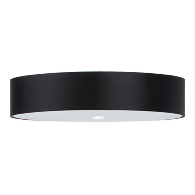 Plafondlamp SKALA 60 met ronde stoffen kap en glas - Sollux Lighting - IP20 - Zwart stof/glas/staal behuizing - 60 x 60 x 16 cm - 5 x E27 LED, exclusief lichtbron - 5 x 15 W - Minimalistische plafondlamp voor woonkamer, slaapkamer en eetkamer