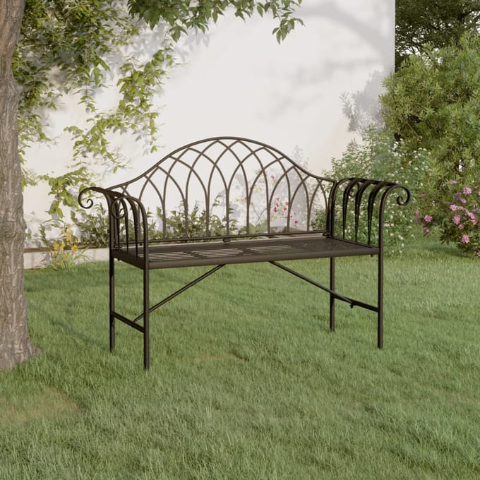 vidaXL - Tuinbank - 2-zits - 128 - cm - staal - zwart