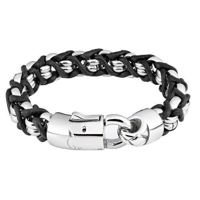 Zippo gevlochten lederen en stalen armband - 20 cm