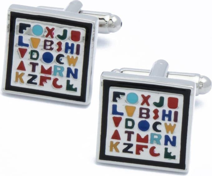 Manchetknopen - Gekleurde Letters Vierkant