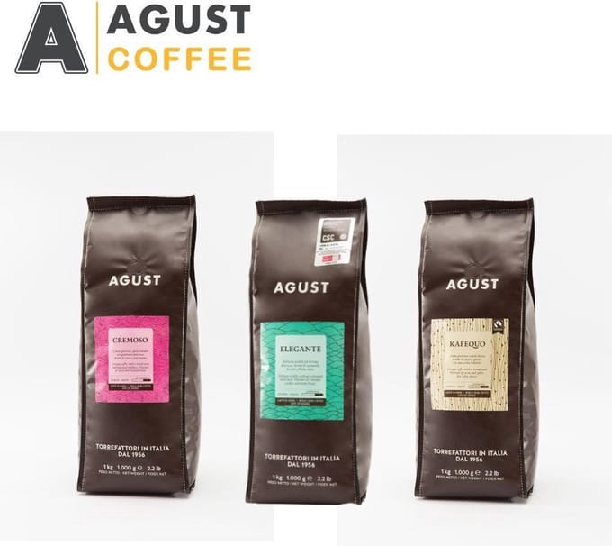 Caffè Agust Cremoso, Elegante, Kafequo koffiebonen - Proefpakket 3 x 250 gram