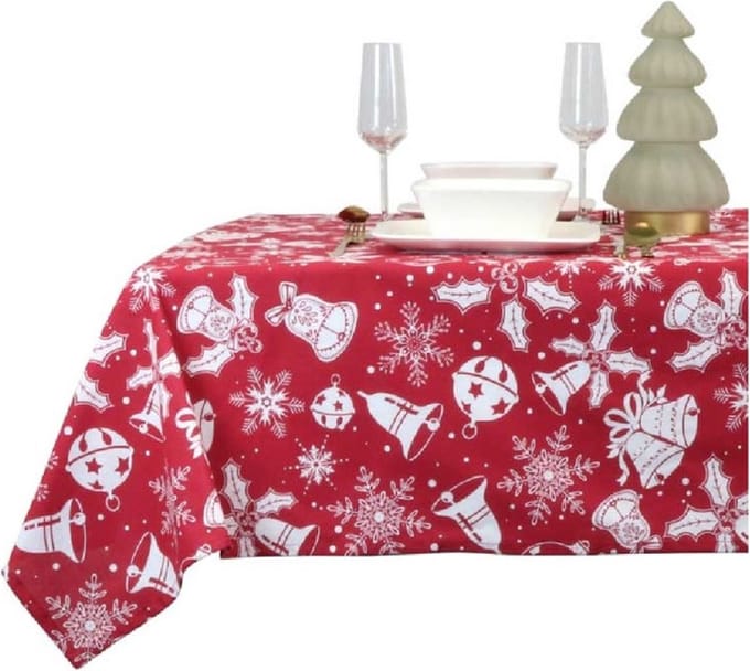 Tafelkleed kerst - rood - set van 2x stuks - polyester -150 x 250 cm