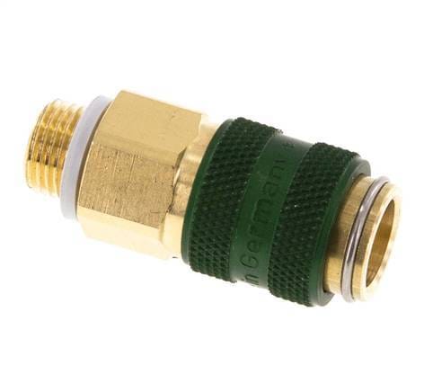 Messing DN 5 Groen Luchtkoppeling Snelkoppeling G 1/8 inch Buitendraad Double Shut-Off - CLS5-M-B-GRE-SV-018