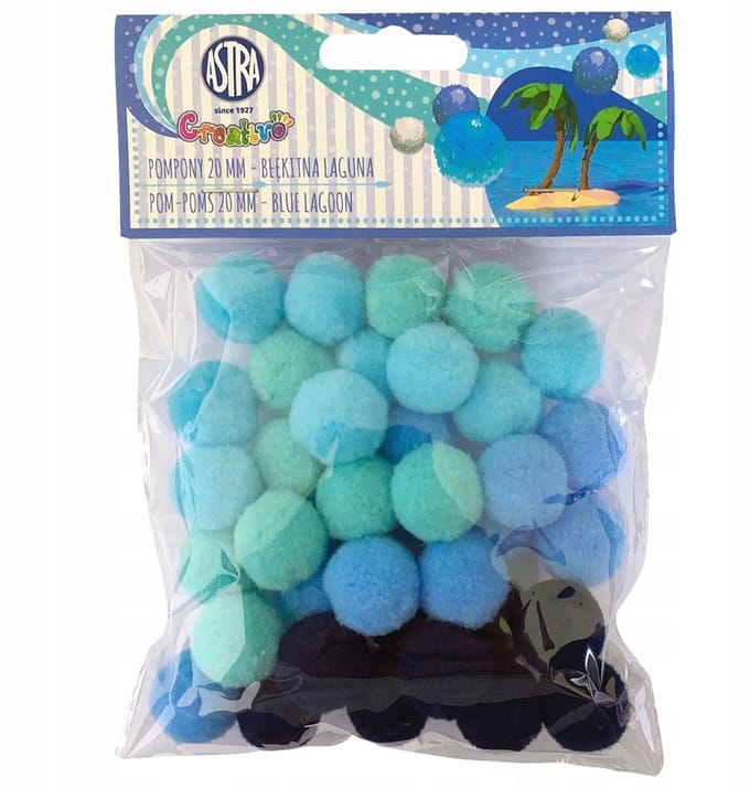 Astra Creativo Pompons Decoratief Blauw 20 mm - Knutselen & Kaarten