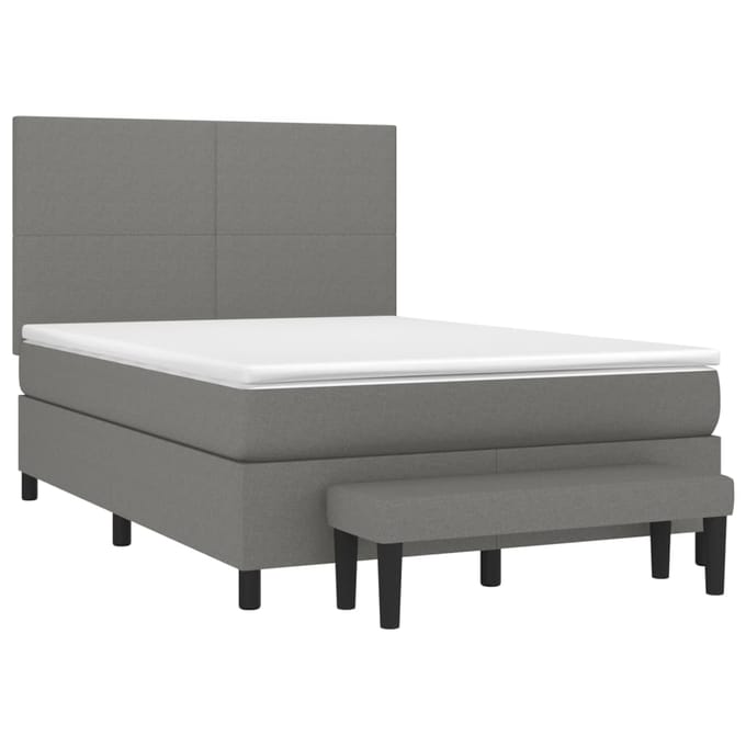 vidaXL - Boxspring - met - matras - stof - donkergrijs - 140x200 - cm