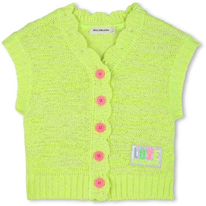 Billieblush - Gebreid vest glitter - Yellow - Maat 140