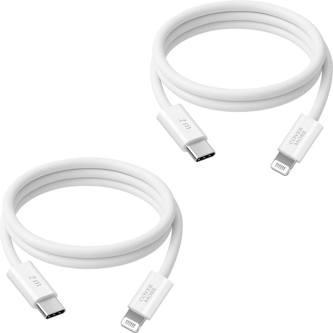Usb C naar geschikt voor Lightning kabel - Oplaadkabel geschikt voor iPhone, iPad en AirPods - 2 stuks - 2 meter - Wit