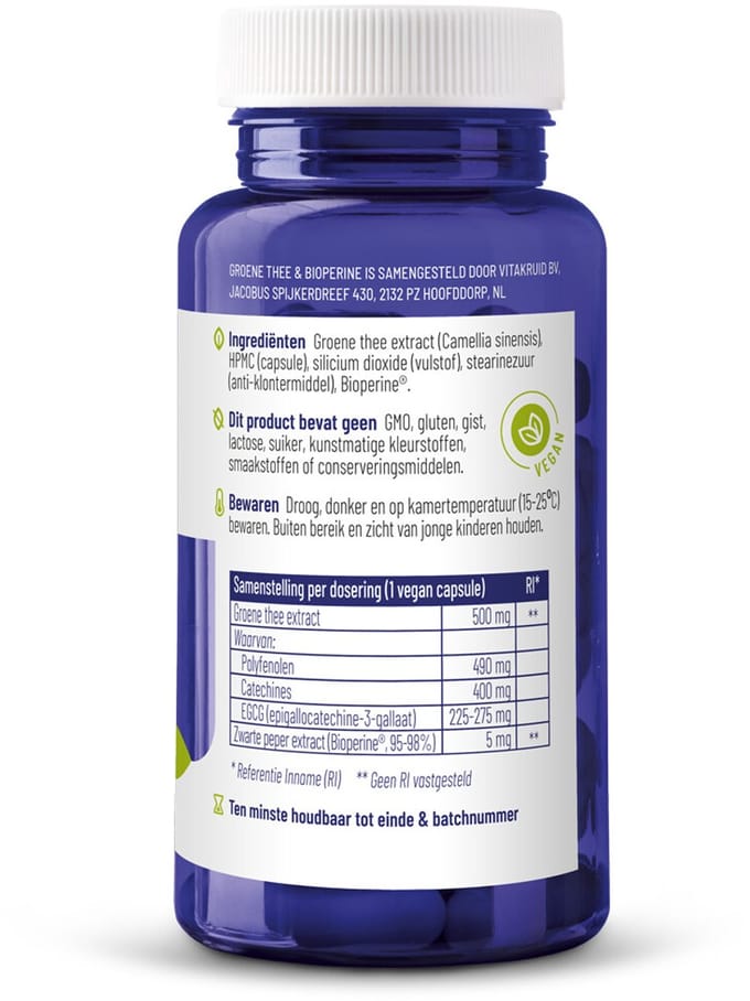 Vitakruid Groene Thee & Bioperine - 60 vegancapsules