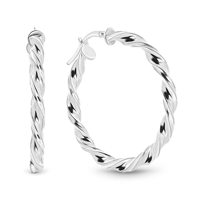 Juwelier Emo - Wokkel Oorbellen Zilver BASIC – Diameter 32 MM – 3 MM Dik