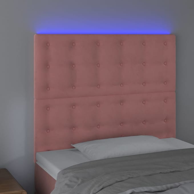 vidaXL - Hoofdbord - LED - 100x5x118/128 - cm - fluweel - roze