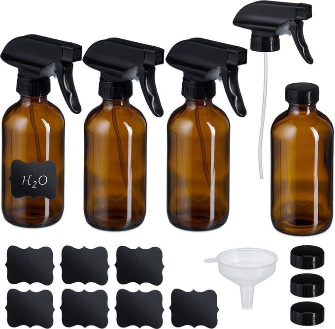 plantenspuit binnen - set van 4 - 250 ml - met accessoires - glas