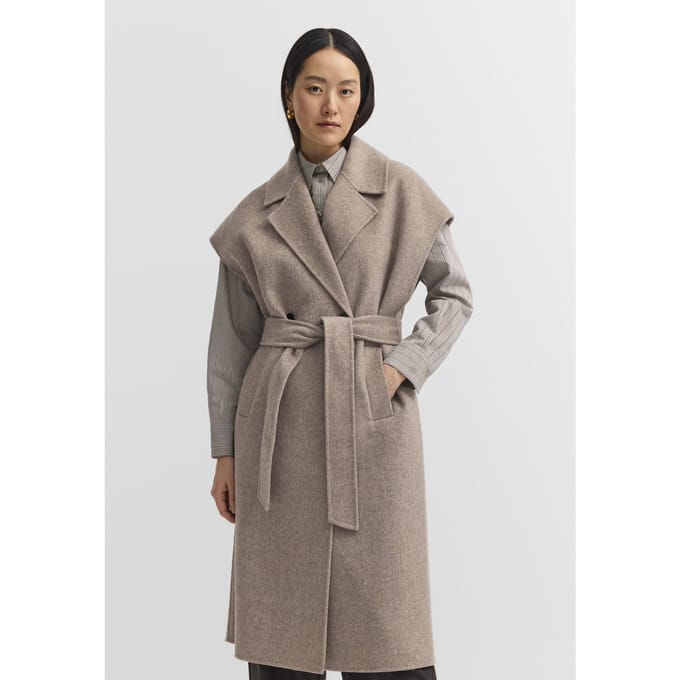 Bugatti Damen Vest Doubleface wolmix met riem