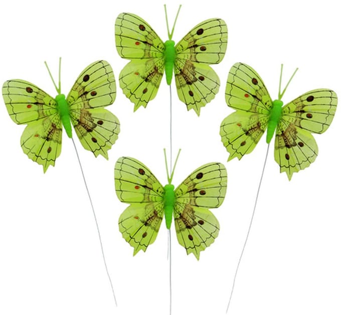 Decoratieve vlinders groen 8cm 6st