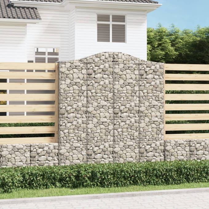 vidaXL - Schanskorven - 6 - st - gewelfd - 200x50x220/240 - cm - ijzer