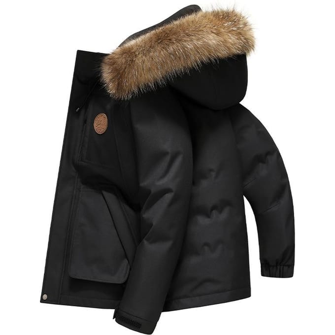 Heren Donsjack met Capuchon Nieuw Winterjack Is Koudebestendig en Warm 3XL zwart