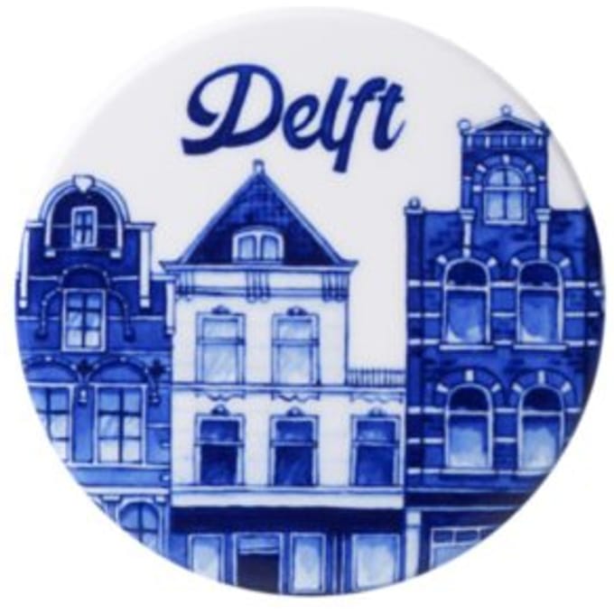 Heinen delfts blauw magneet - delft rond