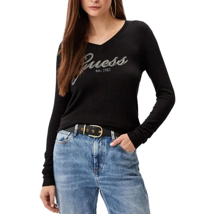 V-hals trui dames Guess Saige Logo