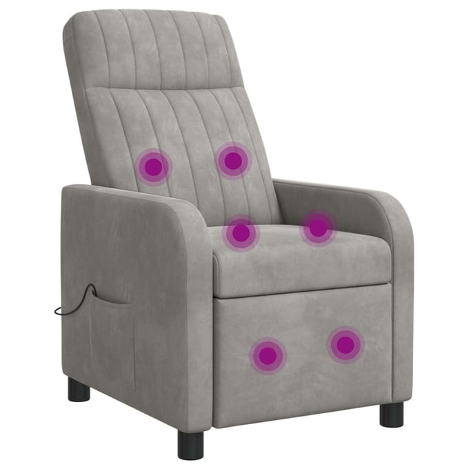 vidaXL - Massage - Relaxstoel - Lichtgrijs - fluweel