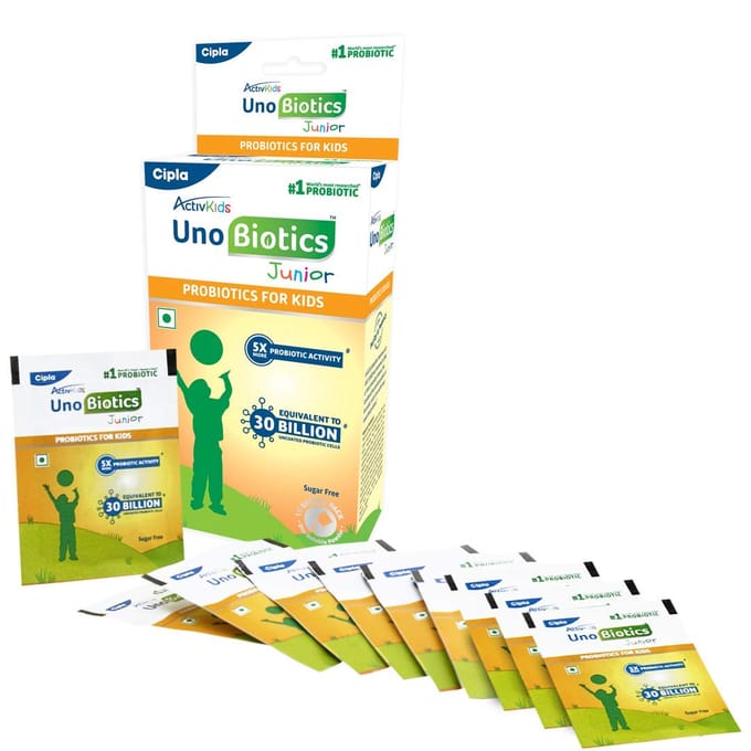Cipla ActivKids Unobiotics Junior Probiotica Poeder 10 Sachets Stimuleert Darmgezondheid Immuniteit