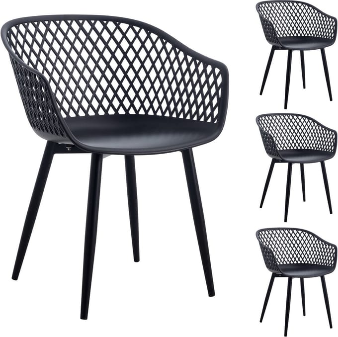 Tuinstoelen MADEIRA, set van 4 - Zwart