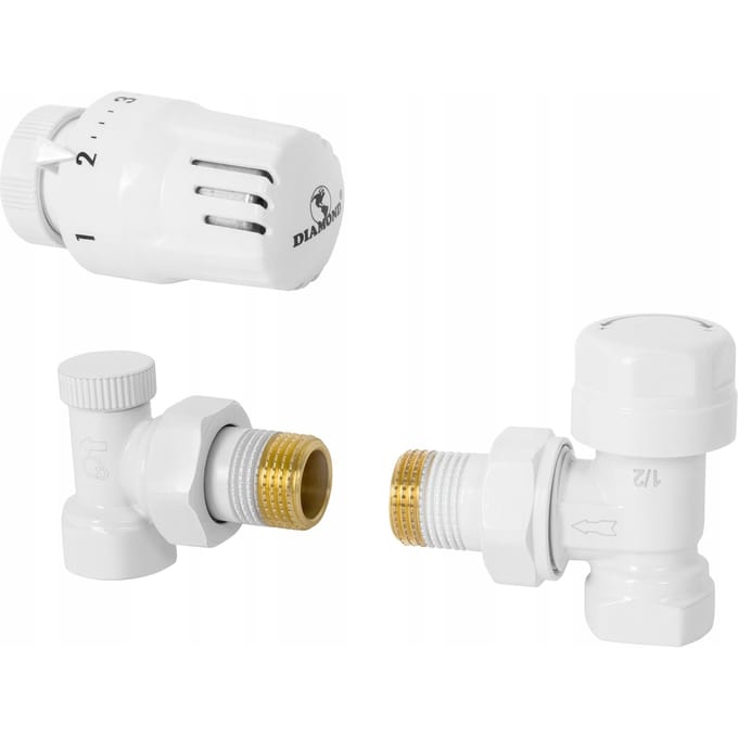 Diamond Thermostatische Set Wit Hoek 1/2" DN15