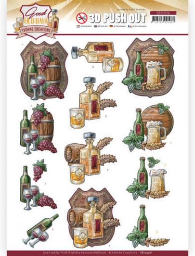 Whiskey - Good Old Days 3D Push Out Sheet by Yvonne Creations