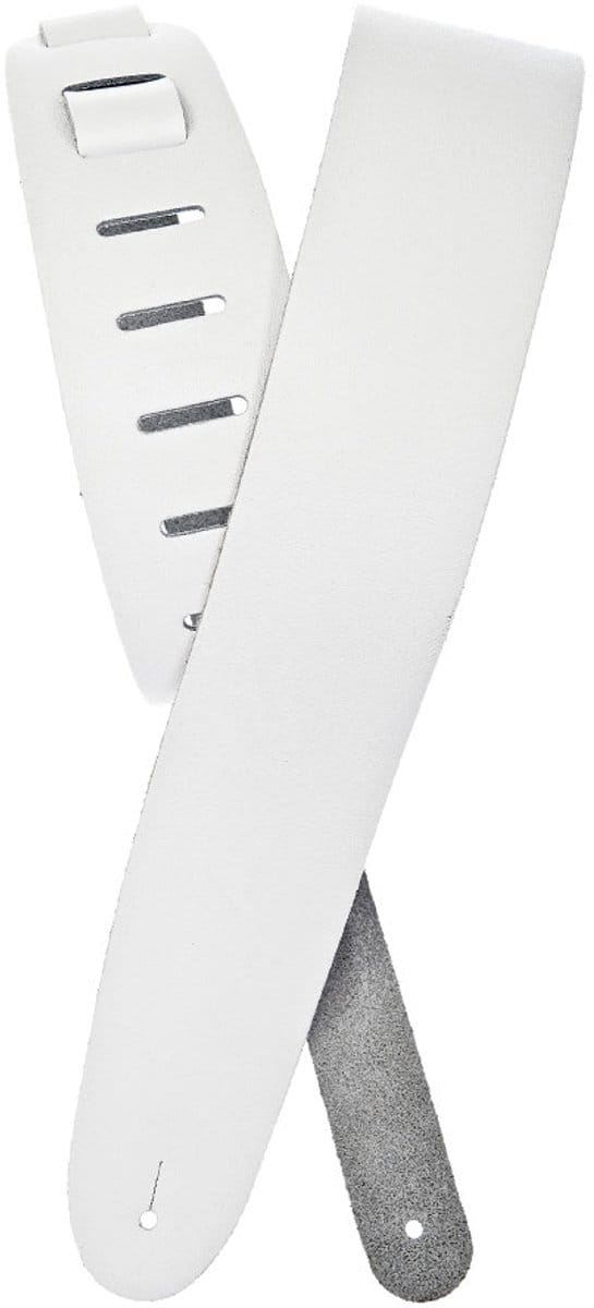 D'Addario 25BL02 Basic Classic Leather Guitar Strap Lederen Gitaarband Wit