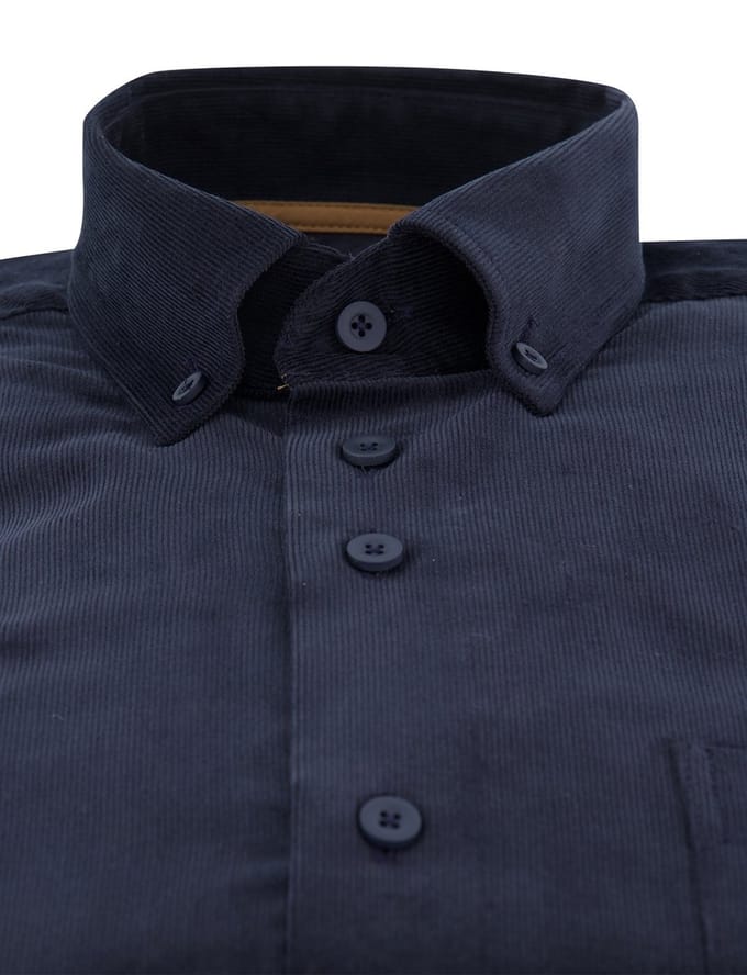 Overhemd Eden Valley corduroy donkerblauw