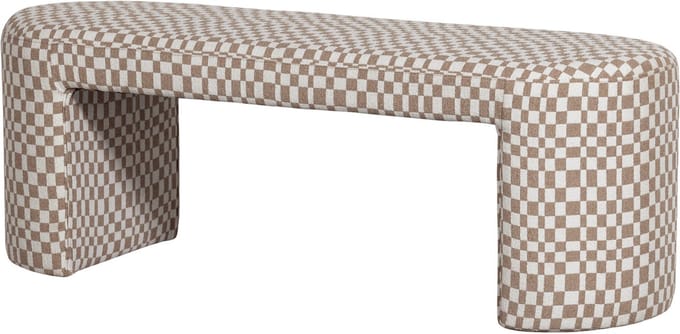 WOOOD Jacob Bankje - Polyester - Geruit - Zand - 46x130x46