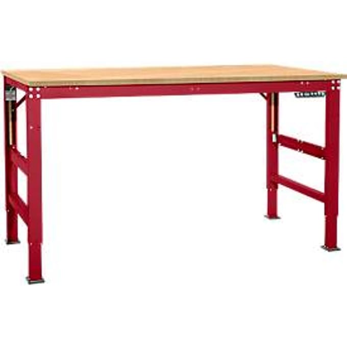 Werktafel Ergo, elektro-hydrauliek, blad multiplex, 2000 x 800 mm, robijnrood