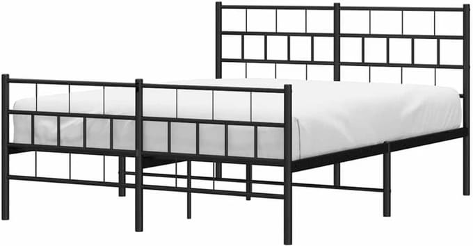 Metalen Bedframe - Ledikant Frame - Slaapkamer Inrichten - Robuuste Stalen Constructie - 150x200 cm - Zwart