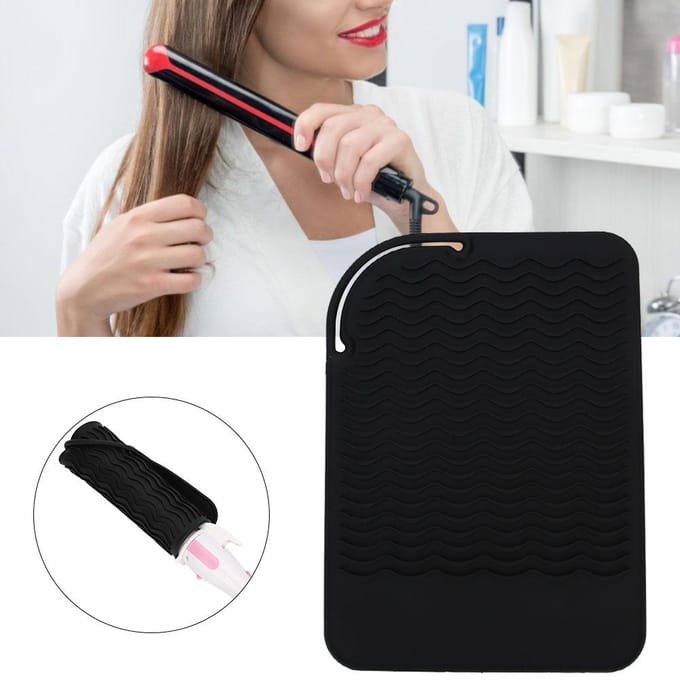 Siliconen Haarstrijkijzer Hittebestendige Cover Wikkel Reis Haarkruller Antislip Mat(Zwart ) black