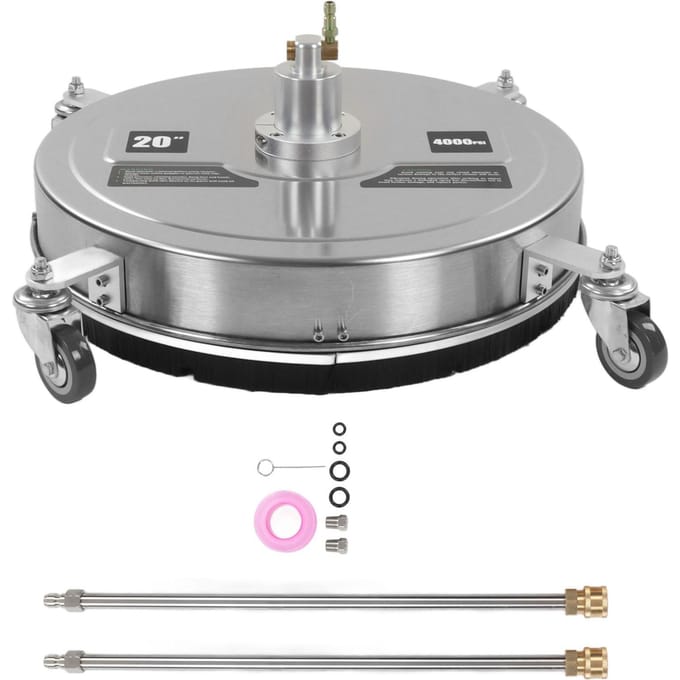 20in Hogedrukreiniger 4000psi RVS Oppervlaktereiniger met 4 Wielen Verlengstuk Kracht gray