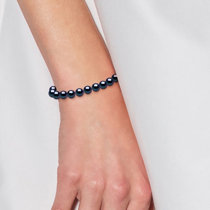 Armband Gekweekte Parels Zoetwater 6-7mm Sluiting Black Luxury White Gold