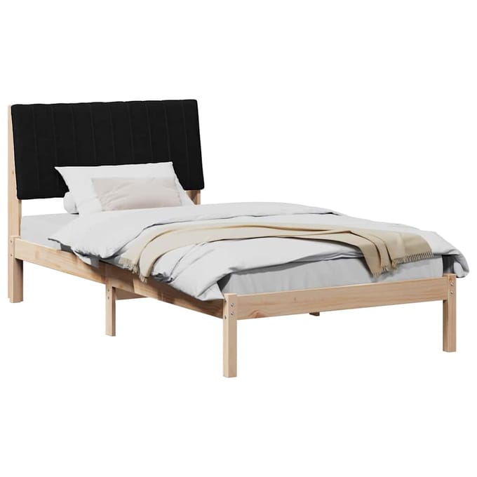 vidaXL - Bedframe - met - hoofdeinde - Bruin - 100 - x - 200 - cm - Massief - grenenhout