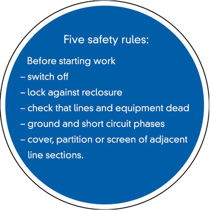 Five safety rules bord - kunststof 100 mm
