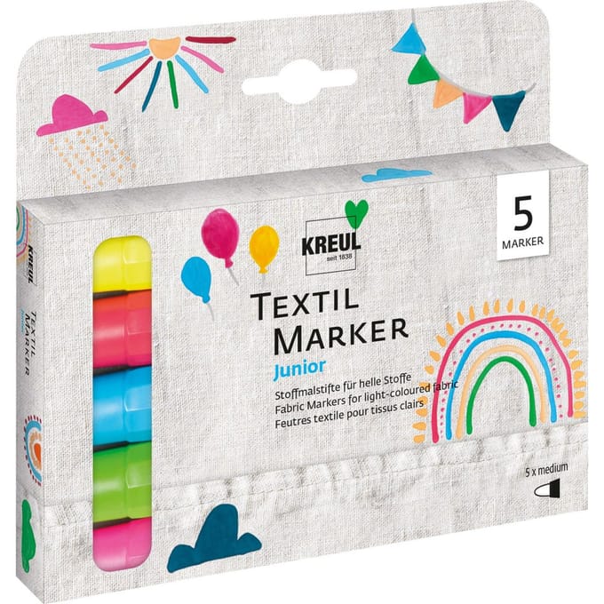 Textielstift medium 'Junior', set van 5