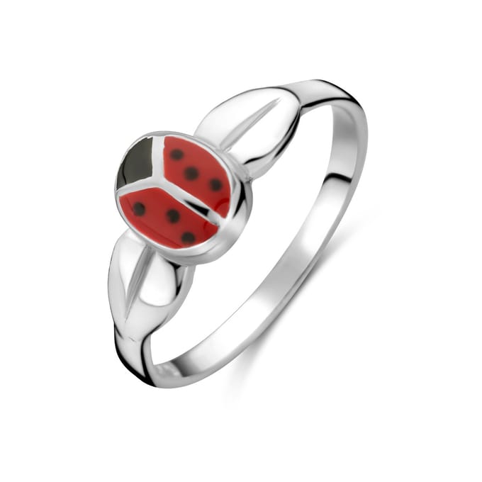 ring lieveheersbeestje zilver wit 1021829