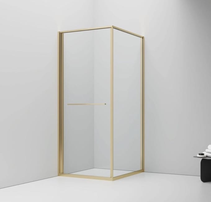INSLIDE Douchecabine - Naar binnen schuivende deur met zijwand - 90x90x200 cm - Geborsteld goud
